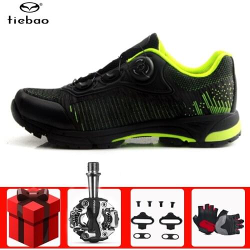 TIEBAO Pro Leisure Cycling Shoes Mountain Bike MTB Shoes Men Green Mountain Bike Sneakers Riding Cycling Women Triathlon Shoes