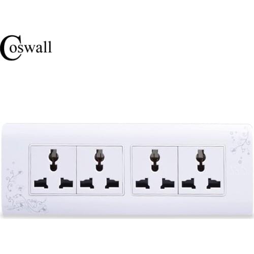 COSWALL Universal Plug Brief Style Wall Electrical Socket Multi-function 12 Hole Power Outlet With Child Protective Door