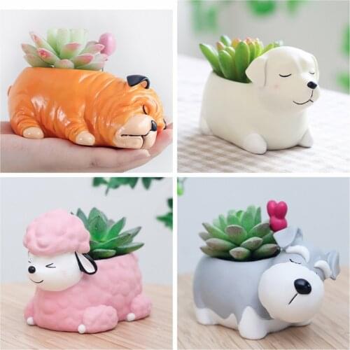 Cartoon Dogs Flower Vase Resin Succulent Animal Shaped Planter Flower Pot