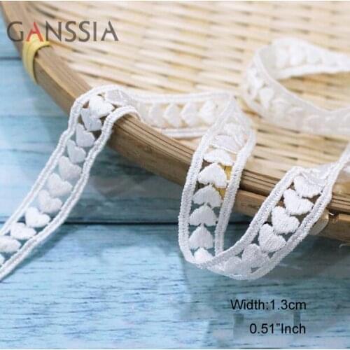 1 YARD Width: 1.3 cm Sweet Heart Water-Soluble Lace Trim Ivory White for DIY Clothing Decoration (SS-2188)