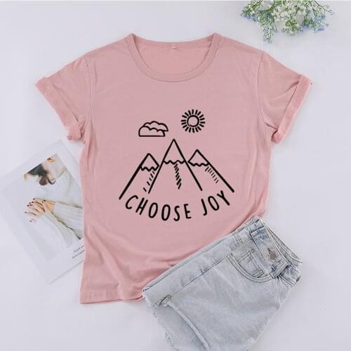 CHOOSE JOY Funny Letter Women Tshirt Casual Short Sleeve Top Tees 100% Cotton Round Neck Korean Clothes Fashion Unisex Clothing