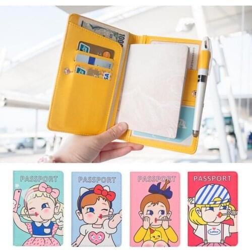 High Quality Fashion PU Leather Unisex Cute Passport Cover Hot Fomous Brand Women Passport Holder Character Card Holder