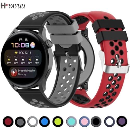 YAYUU 22mm Soft Silicone Breathable Watch Strap for Huawei Watch 3/3 pro/GT 46mm/GT2 Pro/GT2 46mm Replacement Band Bracelet