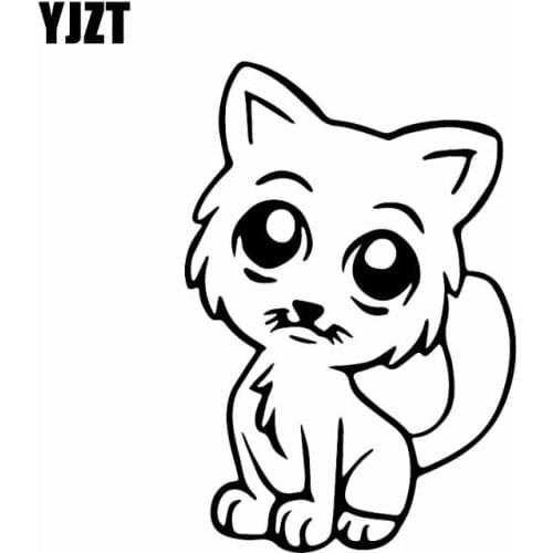 YJZT 10.4X15.4CM Cute Cats Vinyl Decal Funny Kitten Car Window Art Design Car Sticker Black/Silver C24-1801