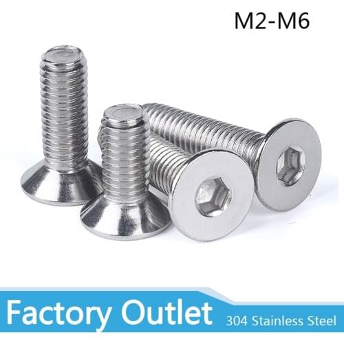 10/50pcs M2 M2.5 M3 M4 M5 M6 304 A2 Stainless Steel Black grade 10.9 Hexagon Hex Socket Head Flat Countersunk Allen Bolt Screw