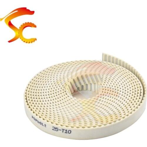 10Meters/lot T10 timing belt T10 25mm pitch=10mm Width 25mm T10 open timing belt PU with steel core Metric trapezoidal