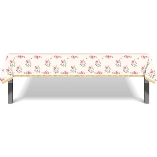 130*220cm Baby Shower Disposable Tablecover Flowers Tablecloth Afternoon Tea Party Decorations Girls Happy Birthday Party Favors