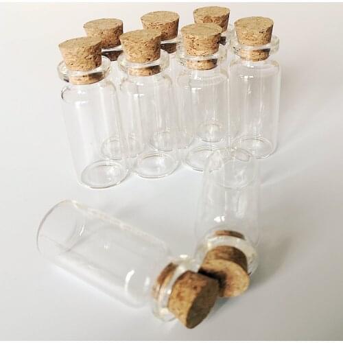 20Pcs/Lot 10ml 22x50x12.5mm Small Glass Bottle with Cork Stoppers Wishing Jars Storage Packing Bottles Vials Decorate Gift