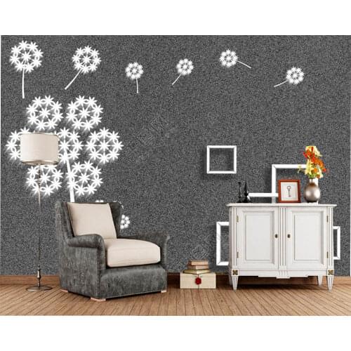 White dandelion gray background 3d wallpaper murals Papel de parede for living room bedroom sofa TV backdrop kitchen cafe bar