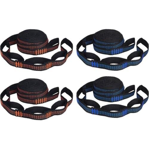 4 Pcs 5-Ring High Load-Bearing Hammock Straps Reinforced Polyester for Home Outdoor Hammock,2 Pcs Orange & 2 Pcs Blue