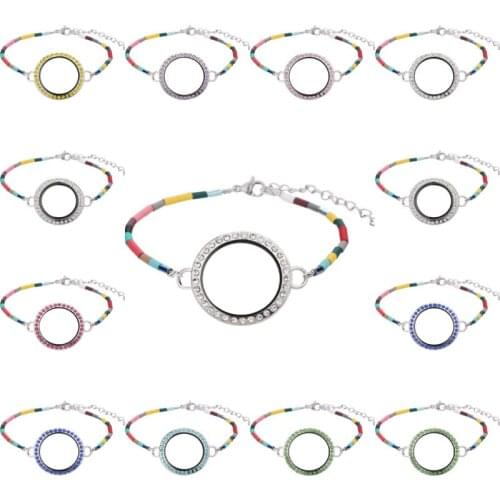 5Pcs/Lot 30mm Boho Style Colorful Stone Beads With Locket Glass Pendant Bracelet For Women Party Gift Bracelet Jewelry Supplies