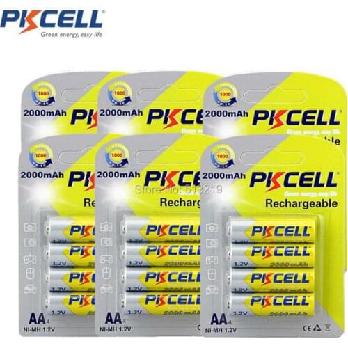 24Pcs 6Card PKCELL 2A Bateria Baterias NI-MH 2000mAh 1.2V AA Rechargeable Battery