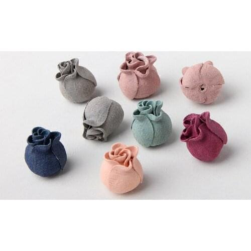 Free Shipping 40pcs/lot 15MM 3D Microfiber Fabric Rose Flower Button Stickers Women Headband Girl Hair Clips Ornaments Patch DIY