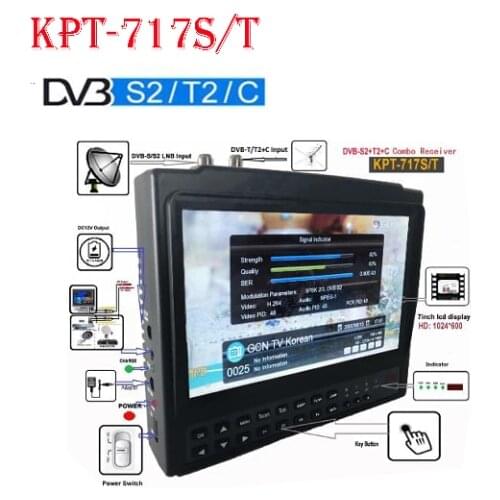 KPT-717S/T DVB-S2 DVB-T/T2 DVB-C Combo Digital Satellite Meter Finder h.265 vs kpt716ts satlink ws-6933 SATLINK ST-5150