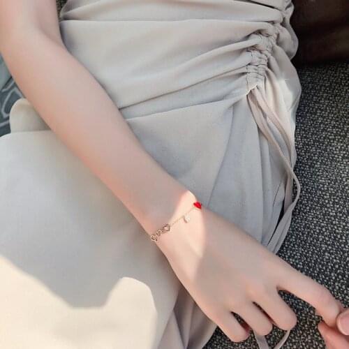 Length 15CM Love Pendant Bracelet Peach Heart Bracelet jewelry high quality fashion woman bracelet retro square simple bracelet