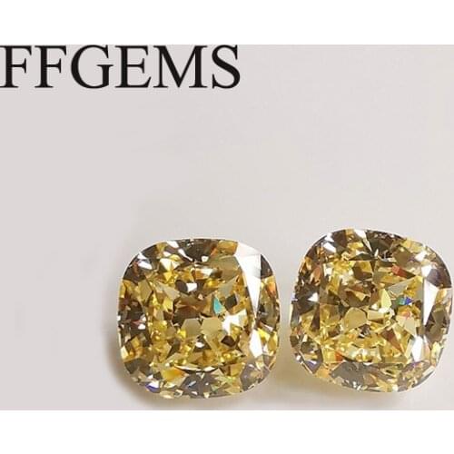 FFGems 8A Loose Gemstone Yellow Sona Diamond VVS 3EX Fat Square 10mm Diy Mounting Fine Jewelry Ring For Women Wedding Party Gift