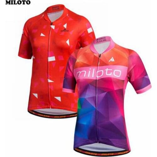 MILOTO Pro Team Short Sleeve Ropa Ciclismo Bike Bicycle Women Girls Tops Team Outdoor Cycling Jersey Shirts S-4XL
