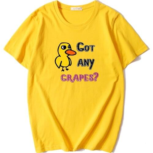 100% cotton summer t-shirt female Cute duck got any grapes print Men t-shirt Quality loose Cartoon short sleeve tshirt tops tee