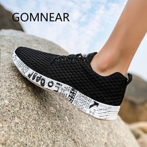 GOMNEAR Summer Water Beach Casual Shoes Mesh Man Sport Shoes Casual Black Lightweight Running Shoes Men Trainers Sneaker Walking