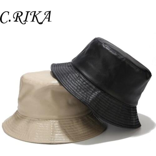 Fashion Genuine Leather Fishing Cap Brand Casual Bucket Hat Out Sun Protection Bonnie Hats Male Pu Camping Borras For Men Women