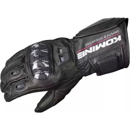 Komine GK 198 Touch Screen Glove Scooter Motorbike Motorcycle Black Long Leather Gloves