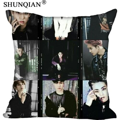 KPOP EXO Pillowcase Square Zippered Home Decorative Pillow Cover Wedding Custom Gift For Two Sides Printed