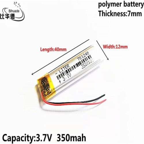 10pcs 3.7V 350MAH 701240 Lithium Polymer LiPo Rechargeable Battery For Mp3 headphone PAD DVD bluetooth camera