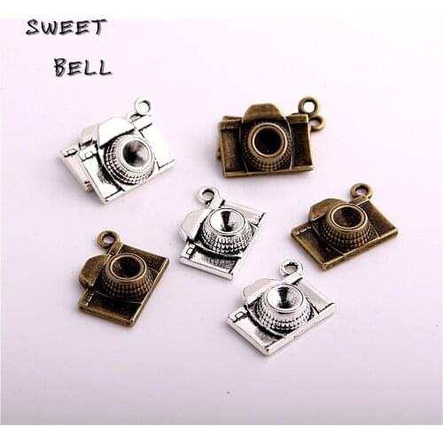 SWEET BELL 30pcs two color Zinc Alloy 3D Camera Charms Diy Jewelry Camera Pendant Charms Making D6126