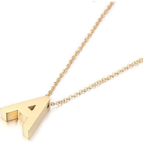 Fashion New Glossy 26 Letter Female Necklace Titanium Steel Pendant English Letters