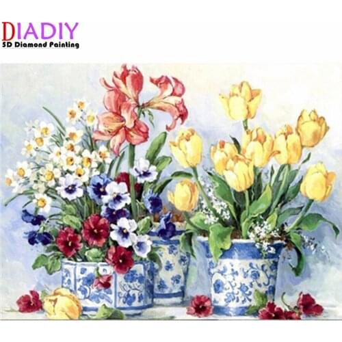 DIY 5D diamond painting cross stitch kit beautiful flower mosaic art painting rhinestone embroidery decorative painting