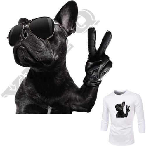 Bulldog Iron-On Patches For Clothes Household Heat Transfer Stickers DIY Accessory A-Level Washable Appliques Badges For Jacket