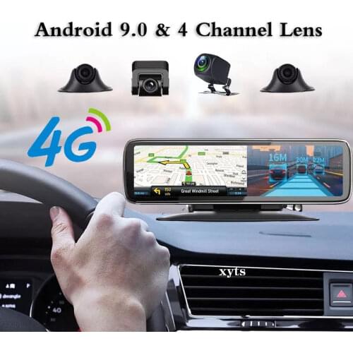 12'' 4G Android 9.0 Car DVR Mirror WIFI GPS Bluetooth 2GB+32GB ADAS Dash Camera 4 Channel Lens Dashboard Auto Recorder Car Dvr