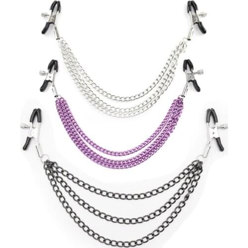 New Metal Chain Nipple Clamps Women Breast Clips Clips Flirting Teasing Bondage Kit Slave Sex Game For Couple Bdsm Accessories