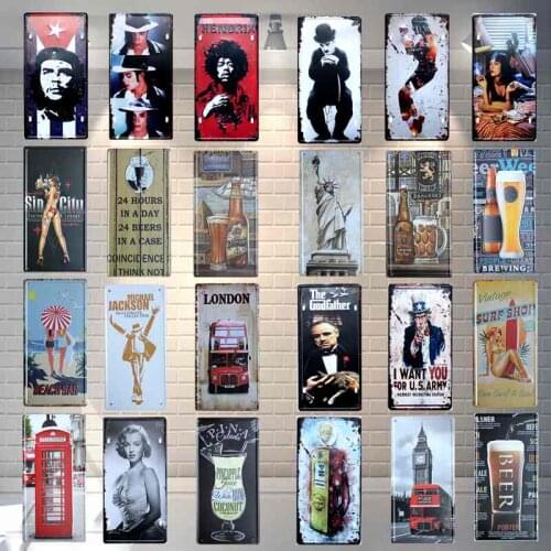 Beer Bar Tin Sign Retro Famous Rock Singer Actor Poster Metal Plaques Wall Art Decor Car Garage Coffee Shop Metal Iron Painting