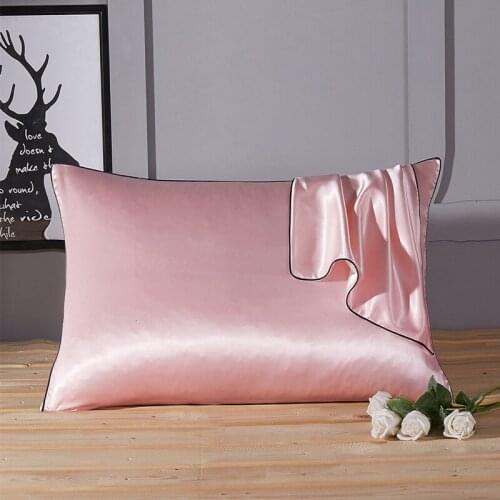 Superior Quality One Pair Silk Pillow Case Solid Color Satin Bed Pillowcase 48cmx74cm Pillow Cover Super Soft Pillow Wedding