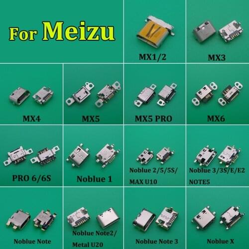 Micro USB Jack Charging Port For Meizu MX1 MX2 MX3 MX4 MX5 PRO 5 6 Power Charge Connector For Meizu M1 M2 M3 M3S Note Metal