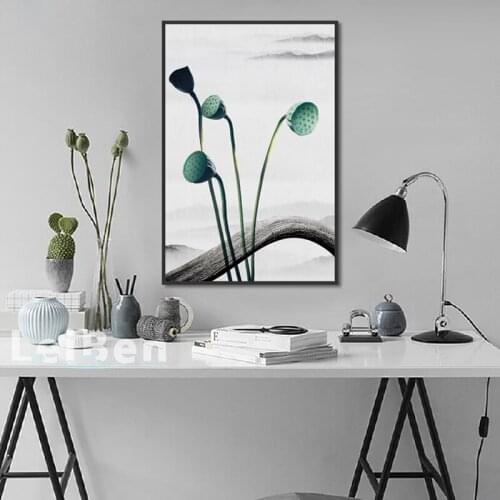 Chinese Style Retro Poster Lotus And Bridge Print Canvas Painting Picture Home Wall Art Graffiti Bedroom Decoration Custom