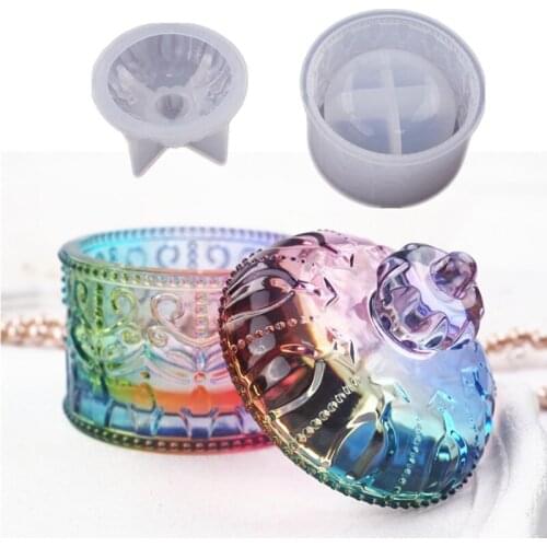 DIY Chic Storage Box Resin Casting Mold with Lid Jewelry Jar Silicone Mold Tools