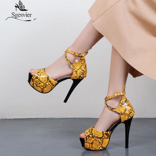 Sgesvier Summer New Design High Quality Women Open Toe Thin High Heels Sandals Rose Red Female Party Dress Shoes Size 32-50