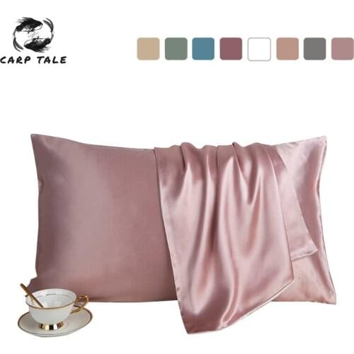 Silk Pillowcase Solid Color Envelope Mulberry Silk Pillowcase 48*74cm Luxury Satin Silk Pillow Cushion Covers For Adult 1/2pcs