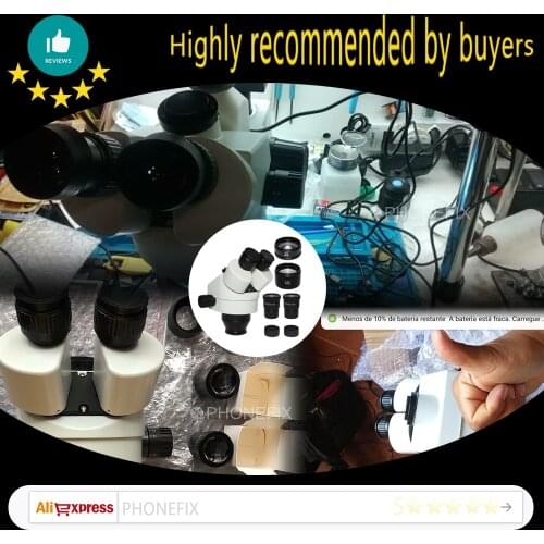 3.5X-90X Simul-Focal Trinocular Microscope Head WD 0.5x 2.0x Auxiliary Lens+ 10X 20X Eyepiece for Phone PCB Soldering Repair