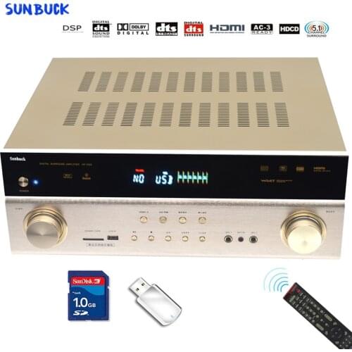Sunbuck Lossless Bluetooth 1600W 5.1 AV Sound Amplifier Audio 4K 1080P HD DTS Dolby AC-3 Home Theater Power Amplifier