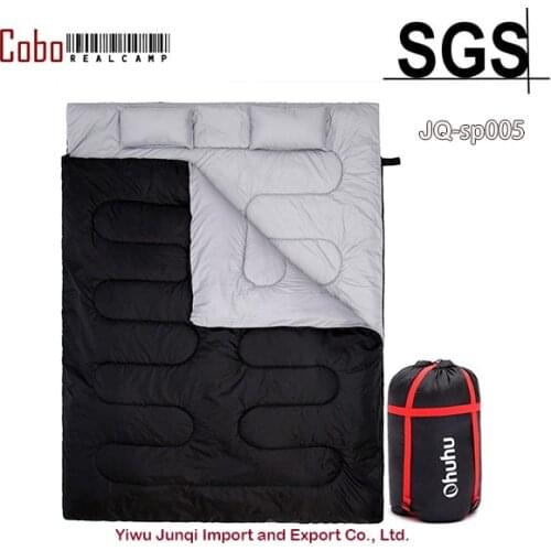 Double Sleeping Bag with 2 Pillows, Waterproof Lightweight 2 Person Sleeping Bag for Camping, Backpacking, Hiking