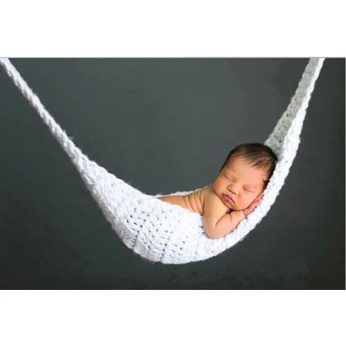 Crochet Baby white Hammock Photography Props Knitted Newborn Infant Costume Toddler Photo Props fotografia accessories