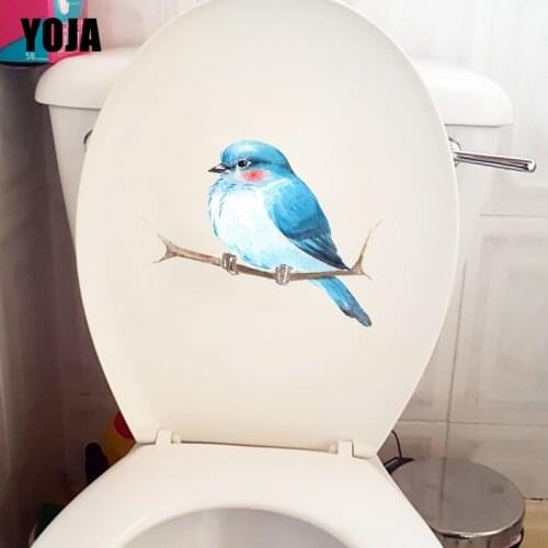 YOJA 25.4×18.6CM Paint Blue Bird Classical Art Room Wall Stickers Mural Creative Decor Toilet WC Accessories T1-3285