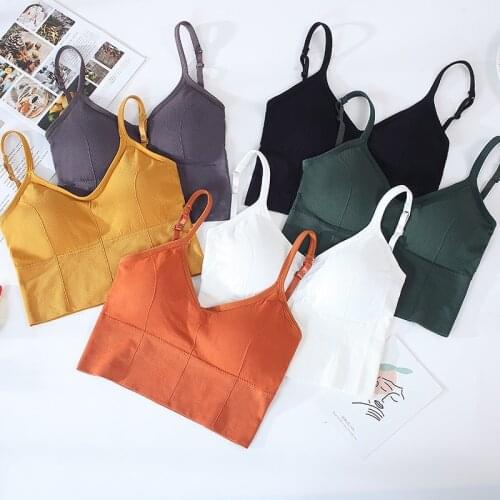 Women Tanks Crop Top Seamless Underwear Crop Top Female U Back Street Tops Women Sexy Lingerie Sleeveless Padded Camisole Femme