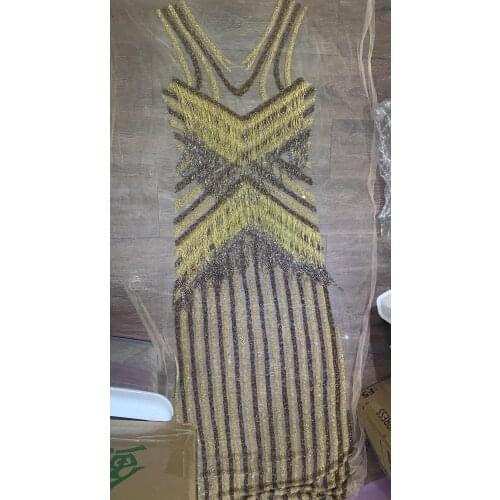 Gold Fully Handmade Beaded Fringe necklace handmade lace tassle trim for wedding bridal gown dress/party SGTM82