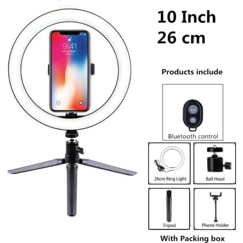 16/26cm Photography Light LED Selfie Flash RingLight Desktop Dimmable Camera Phone Ring Lamp For Makeup Video Live Photo Studio