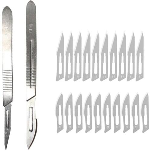 20PCS Carbon Steel Scalpel Blades With Handle Thicken Handle DIY Cutting PCB Phone Repair Tools Home DIY Sculpture Carving Tool