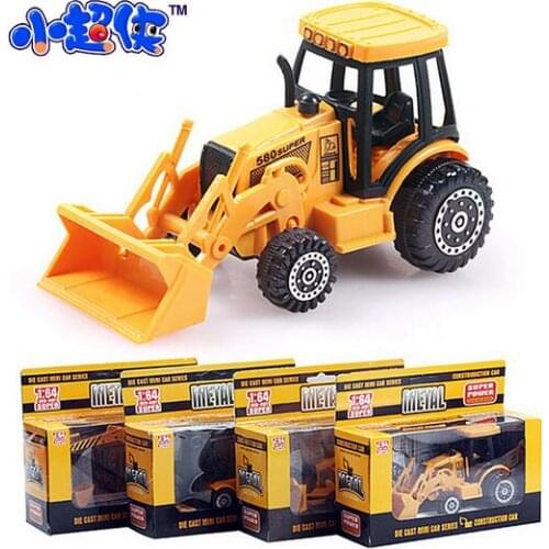 4styles/lot Cars Model Diecast 1:64 Truck Dumper Alloy Construction Vehicle Engineering Car Excavator Dumpers Drill Soil Car